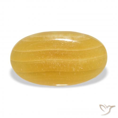 Calcite Orange doré naturelle ovale, 13.57 ct, Translucide