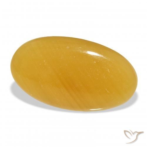 Calcite Orange doré naturelle ovale, 40.69 ct, Translucide