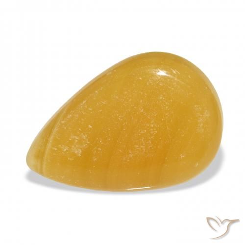calcite Orange doré naturelle En forme de poire, 38.52 ct, Translucide