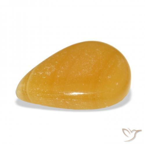 calcite Orange doré naturelle En forme de poire, 38.52 ct, Translucide