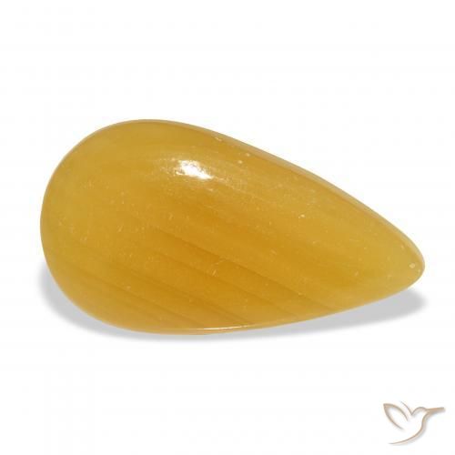 Calcite Orange doré naturelle En forme de poire, 20.22 ct, Translucide