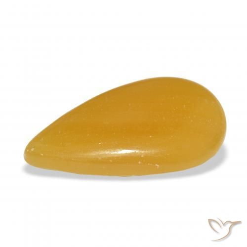 Calcite Orange doré naturelle En forme de poire, 20.22 ct, Translucide
