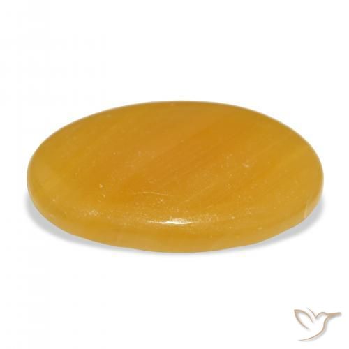 Calcite Orange doré naturelle ovale, 46.33 ct, Translucide