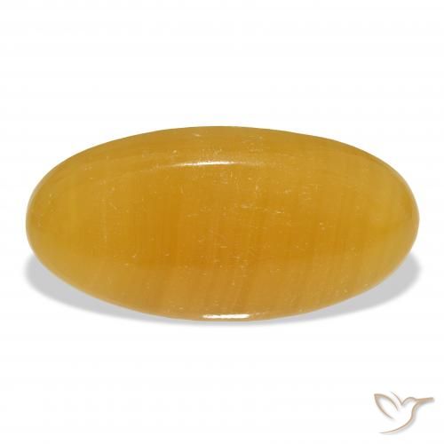 calcite Orange doré naturelle ovale, 50.15 ct, Translucide