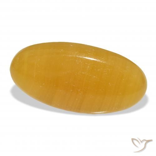 calcite Orange doré naturelle ovale, 50.15 ct, Translucide