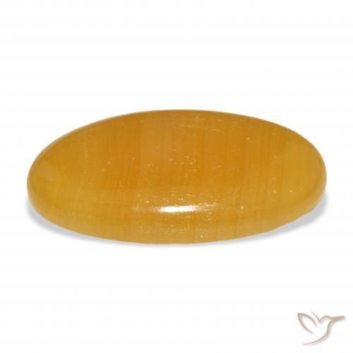 calcite Orange doré naturelle ovale, 50.15 ct, Translucide