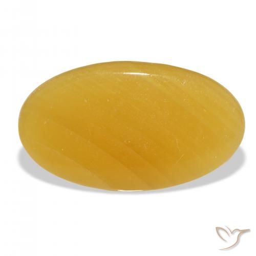 calcite Orange doré naturelle ovale, 37.32 ct, Translucide