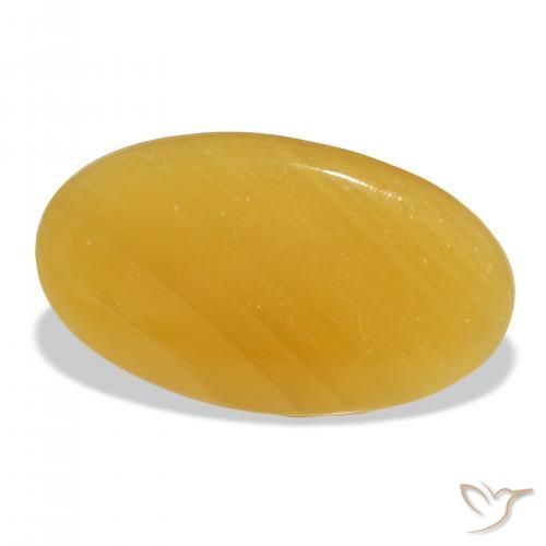 calcite Orange doré naturelle ovale, 37.32 ct, Translucide