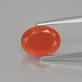 Cornaline Rouge orange naturelle Coupe ovale, 1.54 ct, Translucide