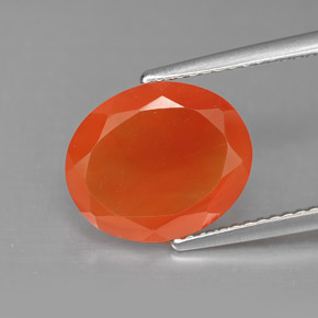 Cornaline Rouge orange naturelle Coupe ovale, 3.68 ct, Translucide
