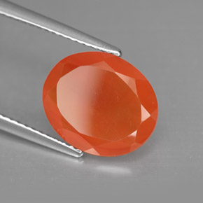 Cornaline Rouge orange naturelle Coupe ovale, 3.68 ct, Translucide