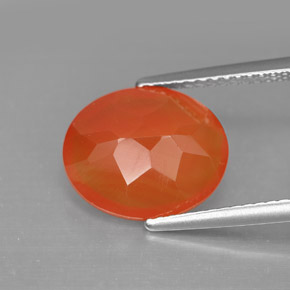 Cornaline Rouge orange naturelle Coupe ovale, 3.68 ct, Translucide