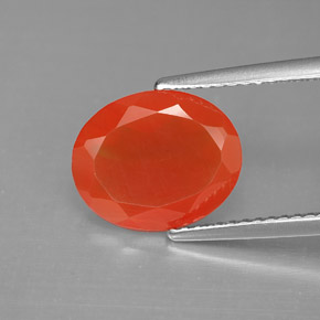 Cornaline Rouge orange naturelle Coupe ovale, 2.82 ct, Translucide
