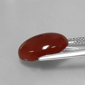Cornaline orange naturelle coupe ovale, 5,28 ct, translucide