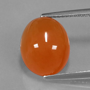 Cornaline orange naturelle coupe ovale, 5,15 ct, translucide