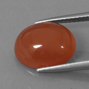 Cornaline orange naturelle coupe ovale, 4,06 ct, translucide