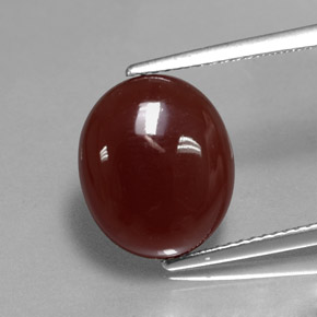 Cornaline marron naturelle coupe ovale, 5,81 ct, translucide