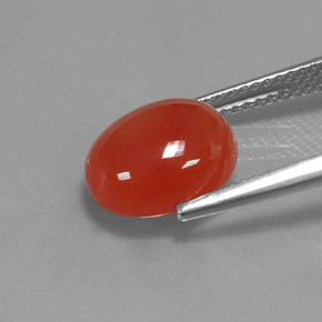 Cornaline orange naturelle coupe ovale, 3,68 ct, translucide
