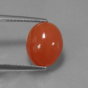 Cornaline orange naturelle coupe ovale, 3,33 ct, translucide