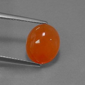 Cornaline orange naturelle coupe ovale, 4,59 ct, translucide