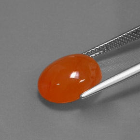 Cornaline orange naturelle coupe ovale, 4,59 ct, translucide
