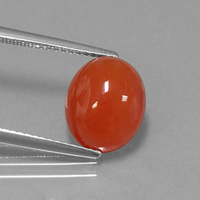 Cornaline orange naturelle coupe ovale, 4,02 ct, translucide