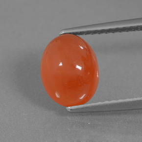 Cornaline orange naturelle coupe ovale, 2,12 ct, translucide