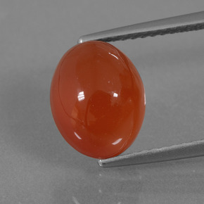 Cornaline Rouge orange naturelle Coupe ovale, 3.64 ct, Translucide