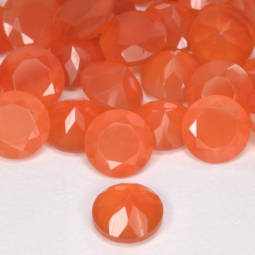 Cornaline Orange feu naturelle Coupe roude, 0.69 ct, Translucide