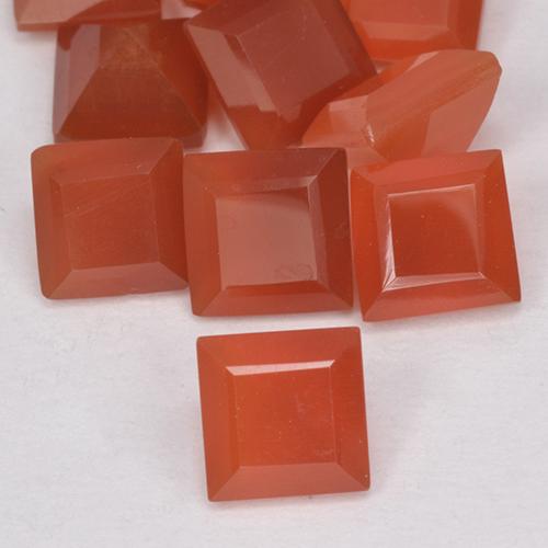 Cornaline Rouge orange léger naturelle Carré, 0.57 ct, Translucide