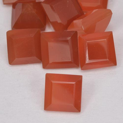 Cornaline Rouge orange léger naturelle Carré, 0.57 ct, Translucide