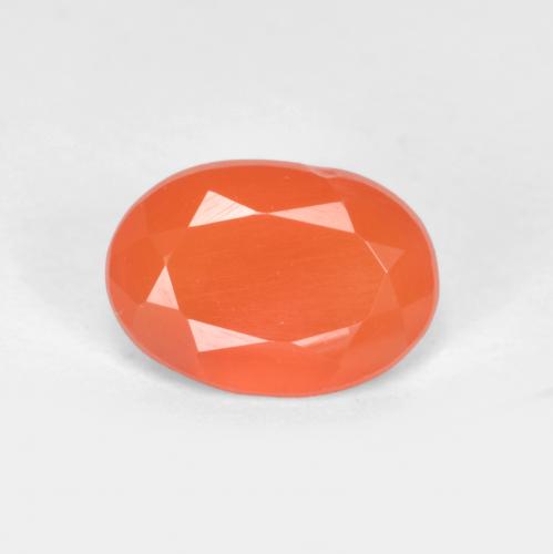 Cornaline orange feu naturelle coupe ovale, 0,69 ct, translucide