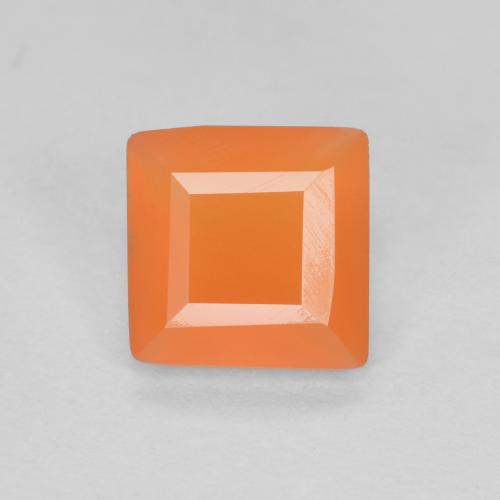 Cornaline orange igname naturelle carré, 0,53 ct, transparent
