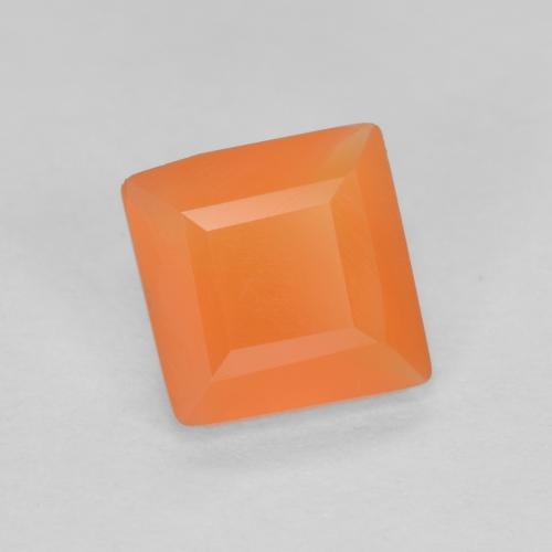 Cornaline orange igname naturelle carré, 0,53 ct, transparent