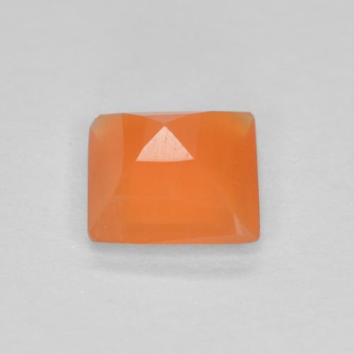 Cornaline orange igname naturelle carré, 0,53 ct, transparent