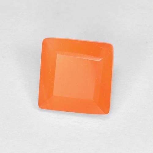 Cornaline Orange intense naturelle Carré, 0.64 ct, Transparent