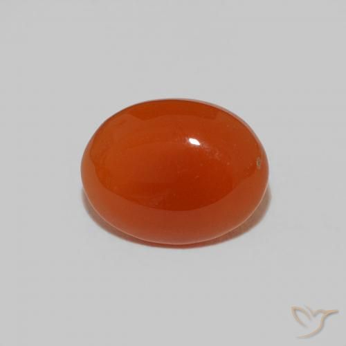 Cornaline orange naturelle coupe ovale, 1,59 ct, opaque