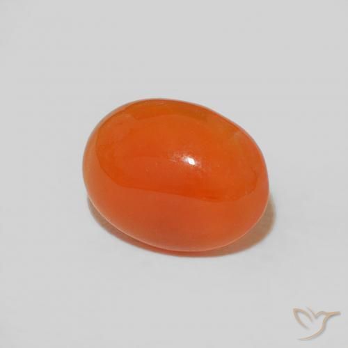 Cornaline Orange intense naturelle Coupe ovale, 1.57 ct, Opaque