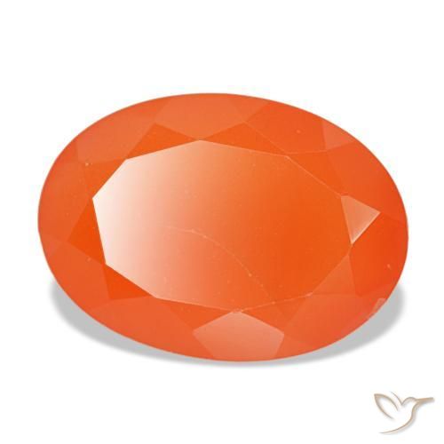 Cornaline orange naturelle coupe ovale, 5,43 ct, translucide