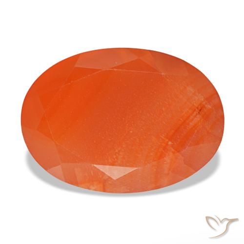 Cornaline orange naturelle coupe ovale, 5,84 ct, translucide