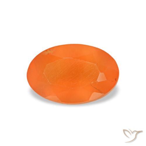Cornaline orange naturelle coupe ovale, 0,44 ct, transparent