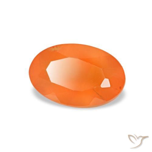 Cornaline orange naturelle coupe ovale, 0,44 ct, transparent
