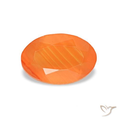 Cornaline orange naturelle coupe ovale, 0,47 ct, transparent