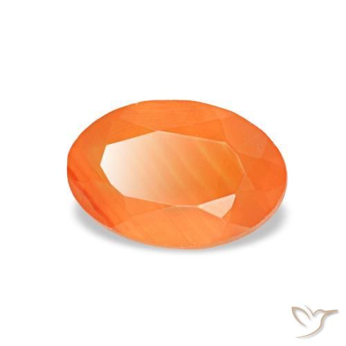 Cornaline orange naturelle coupe ovale, 0,47 ct, transparent