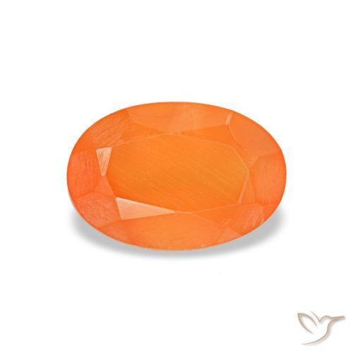 Cornaline orange naturelle coupe ovale, 0,40 ct, transparent