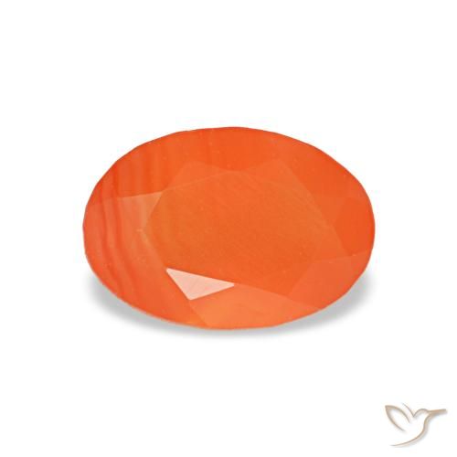 Cornaline orange naturelle coupe ovale, 0,44 ct, transparent