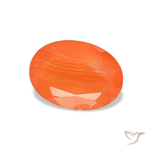Cornaline orange naturelle coupe ovale, 0,60 ct, transparent