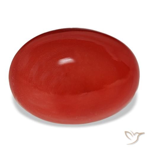 Cornaline rouge naturelle coupe ovale, 13,90 ct, opaque