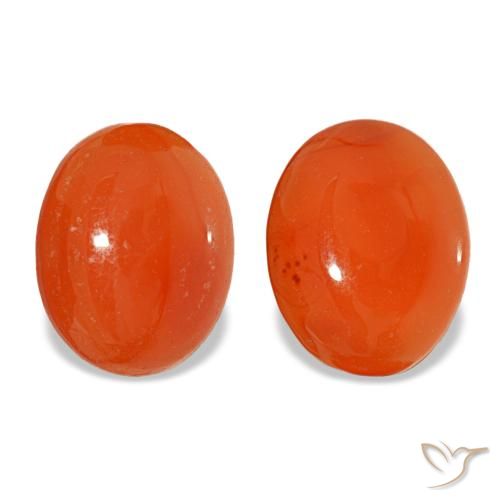 Cornaline orange de 3,64 ct, ovale, translucide