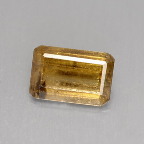 Cassitérite marron naturelle taille émeraude, 4,12 ct, SI